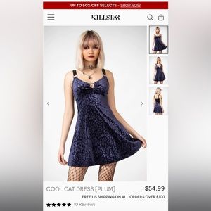 KILLSTAR NWT Cool Cat Dress PURPLE